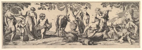 Bacchanal by Pierre Brebiette, print, 1615-1642