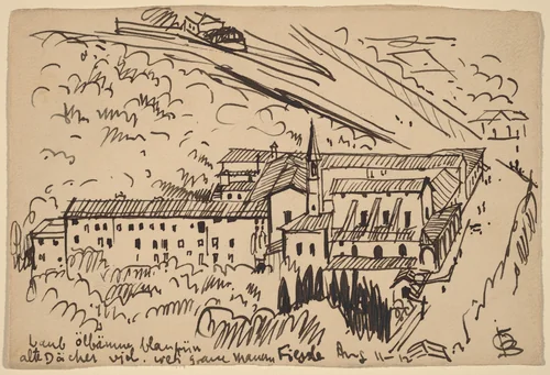 Fiesole, Cloister of S. Domenico by Oscar F. Bluemner, drawing, 1912