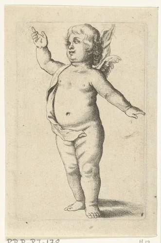 Staand engeltje by Pieter van Avont, print, 1630-1652