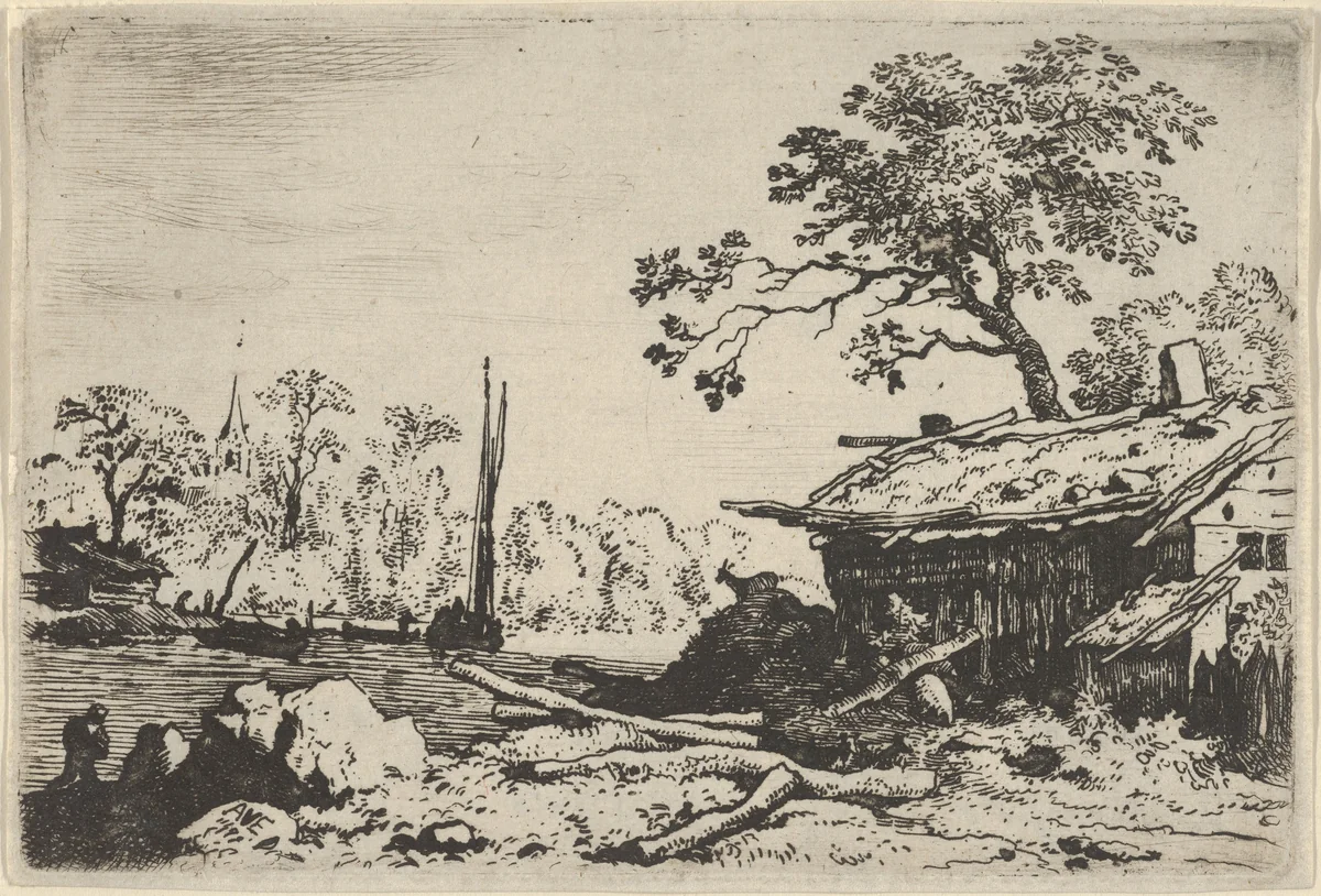 The Ruinous Hut by Allart van Everdingen, print, 1621-1675