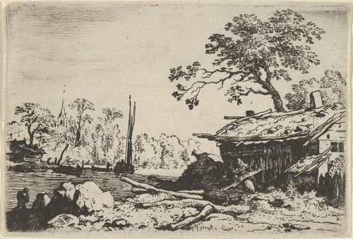 The Ruinous Hut by Allart van Everdingen, print, 1621-1675