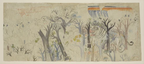 Study for a Tiger Hunt by Sheikh Taju, painting, 1780