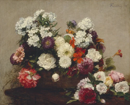 Still Life with Flowers by Henri Fantin-Latour, painting, 1881