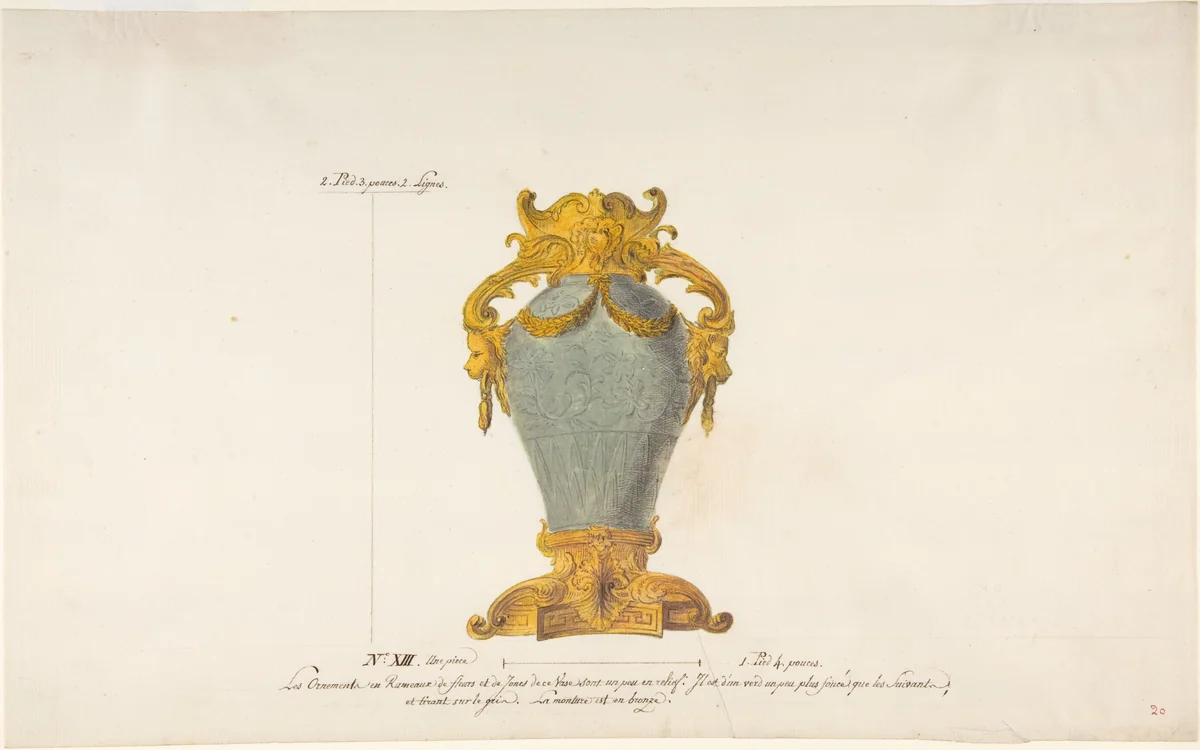 Design for a Mounted Chinese Vase by anonymous, drawing, 1745-1790