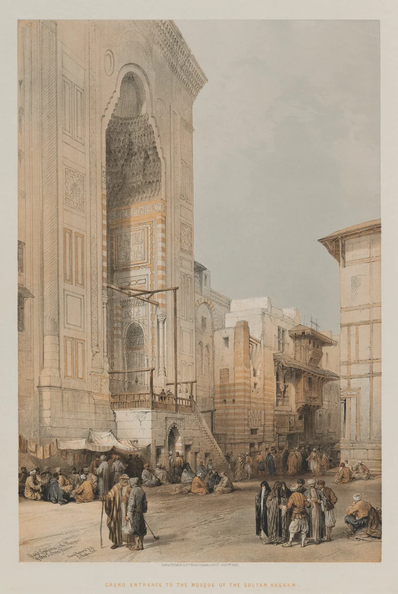Egypt and Nubia, Volume III: Grand Entrance to the Mosque of the Sultan Hassan by Louis Haghe, print, 1849