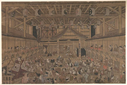 Ichikawa Danjūrō II (?) Performing Shibaraku in the Ichimura Theater by Torii Kiyotada, print, 1728-1748