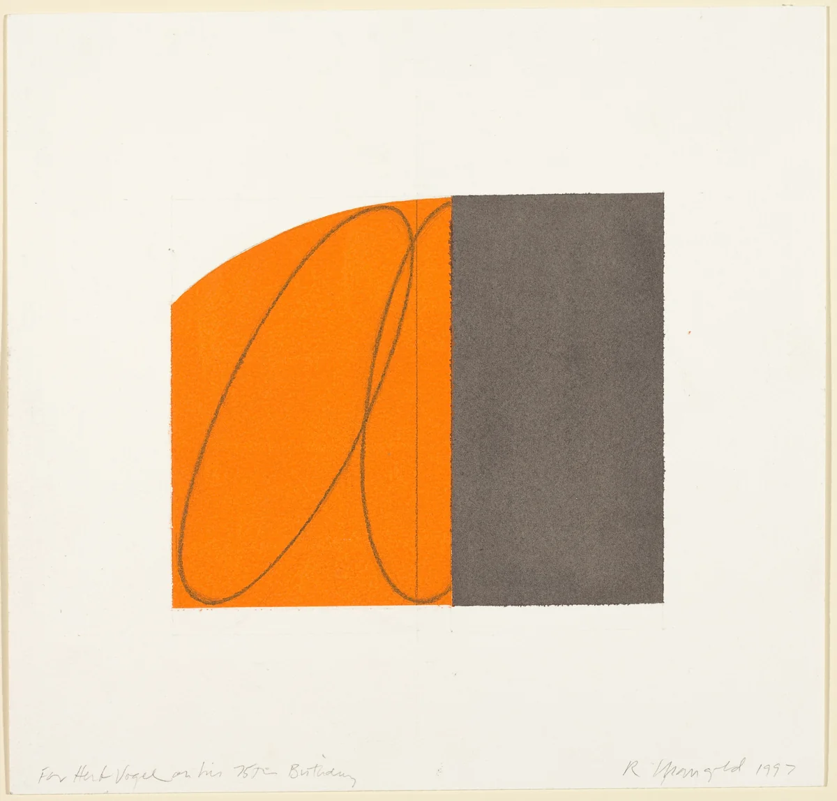 To Herb on His 75th Birthday by Robert Mangold, drawing, 1997