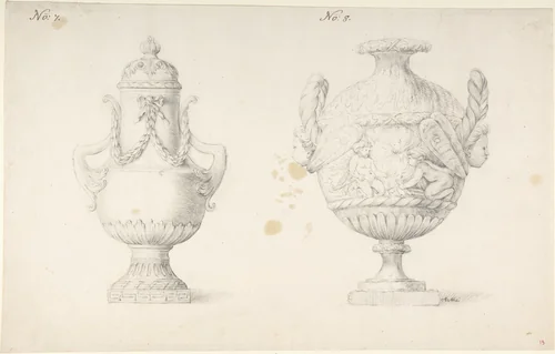 Design for Two Urns by anonymous, drawing, 1765-1795