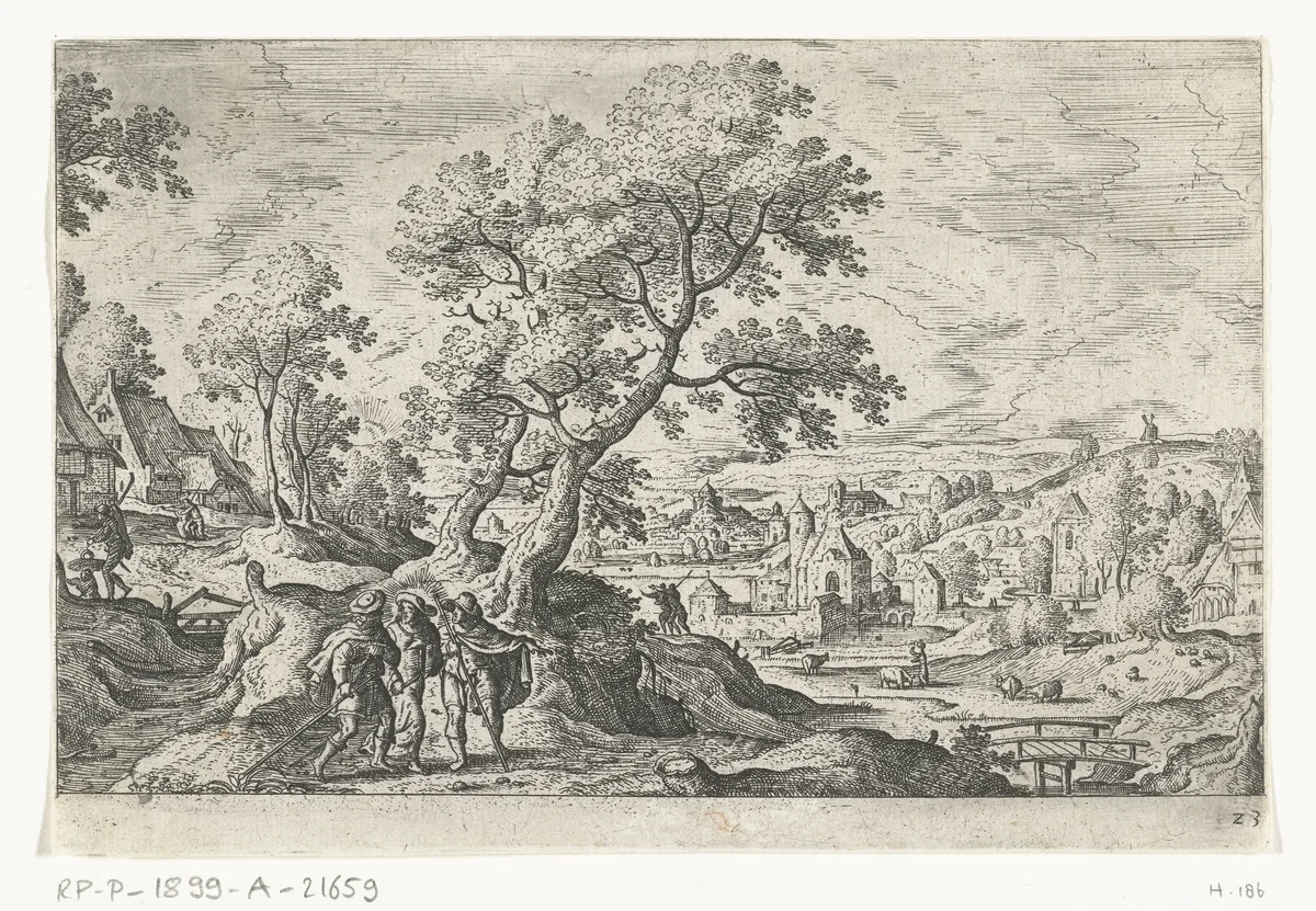 Emmaüsgangers by anonymous, print, 1550-1650