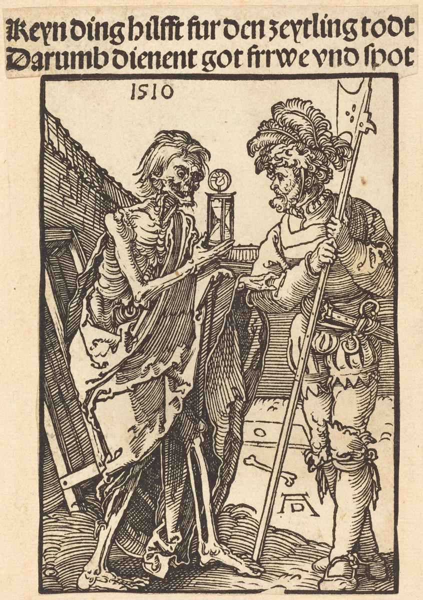 Death and the Lansquenet by Albrecht Dürer, print, 1510