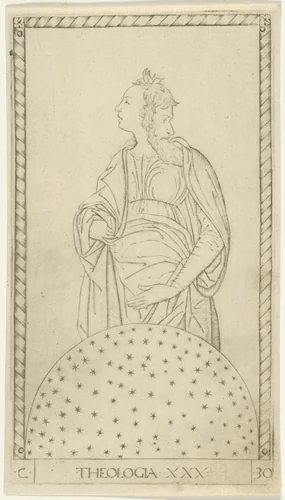 Theology, plate 30 from Arts and Sciences by Master of the E-Series Tarocchi, print, 1460-1470