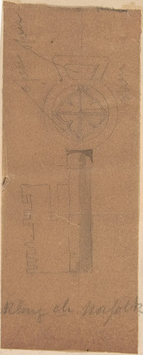 Key from Norfolk Church by Richardson Ellson, drawing, 1875-1885