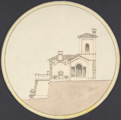 Side Elevation of an Italian Villa Style House by anonymous, drawing, 1851