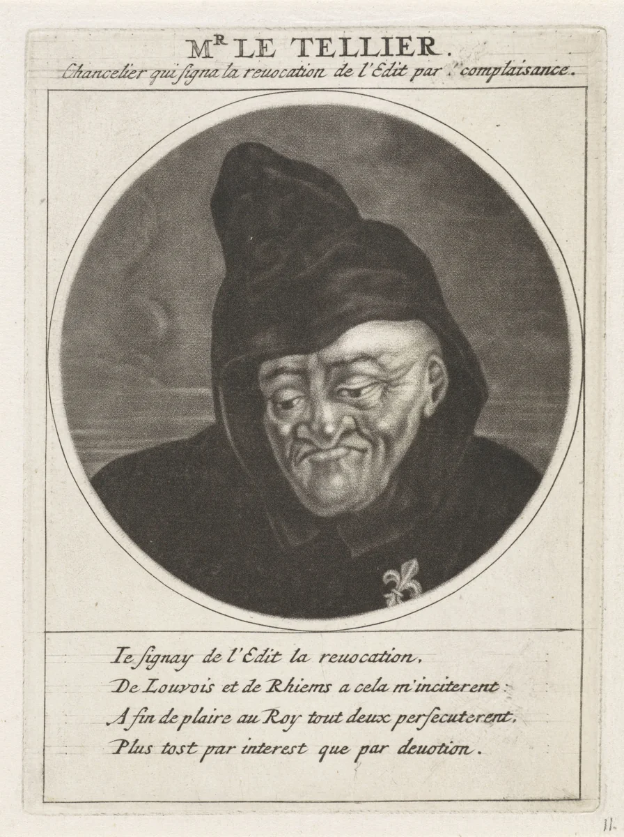 Portret van Michel Le Tellier by Jacob Gole, print, 1691