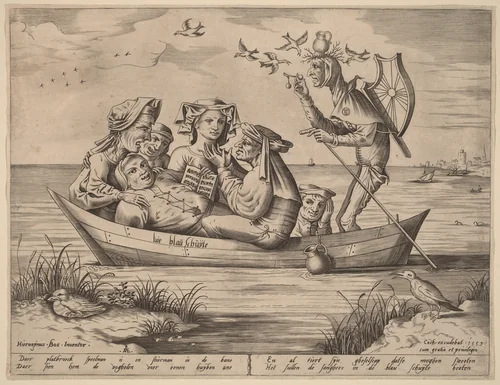 Die Blau Schuyte (The Blue Boat) by Pieter van der Heyden; Hieronymus Bosch; Hieronymus Cock, print, 1559