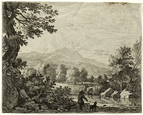 Man with a Dog by Karel Dujardin, print, 1659