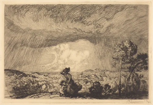 Storm on the Dune, Vendee (L'orage sur la dune, Vendee) by Auguste Lepère, print, 1849-1918