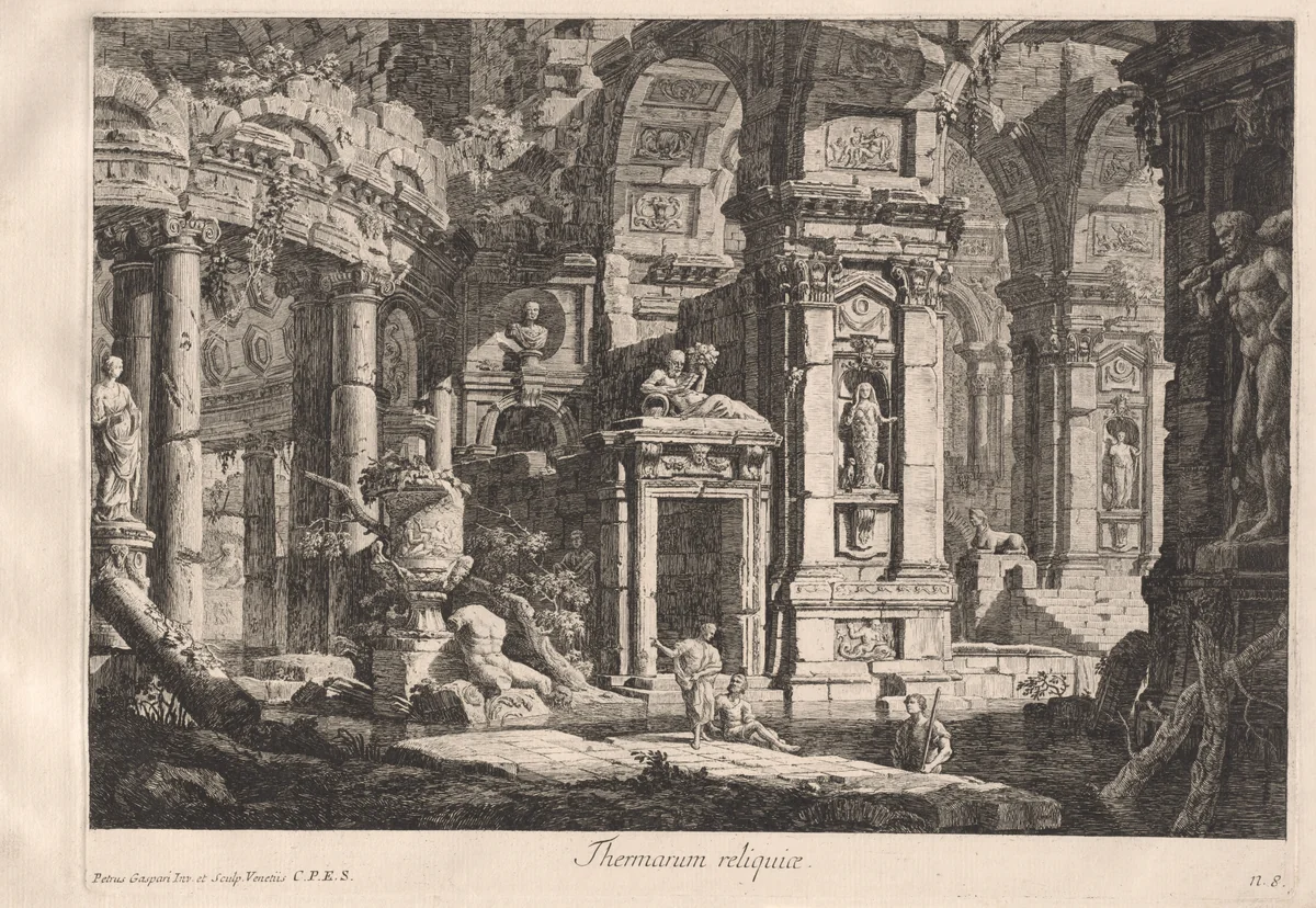 Thermarum reliquiae by Pietro Gaspari; Giuseppe Lante, print, 1771