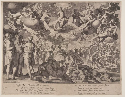 Last Judgement, plate 13 from Thrones of Justice (Thronus Iustitiae) by Willem van Swanenburgh, print, 1606