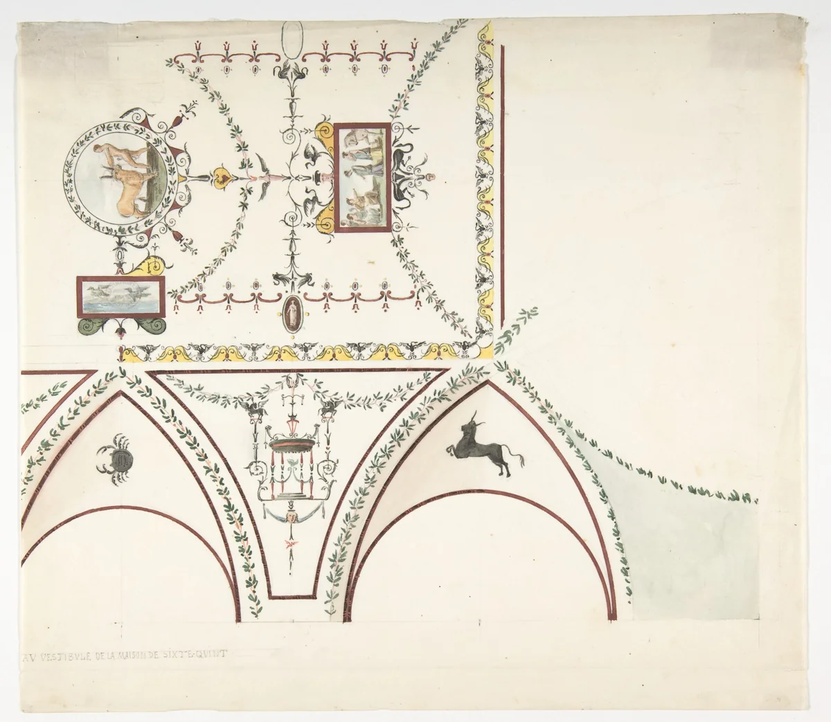 Design for a Vestibule by anonymous, drawing, 1800-1899