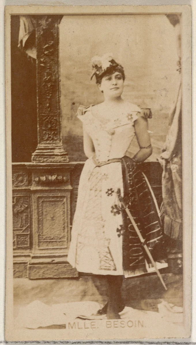 Mlle. Besoin, from the Actors and Actresses series (N45, Type 8) for Virginia Brights Cigarettes by Allen & Ginter, photograph, 1885-1891