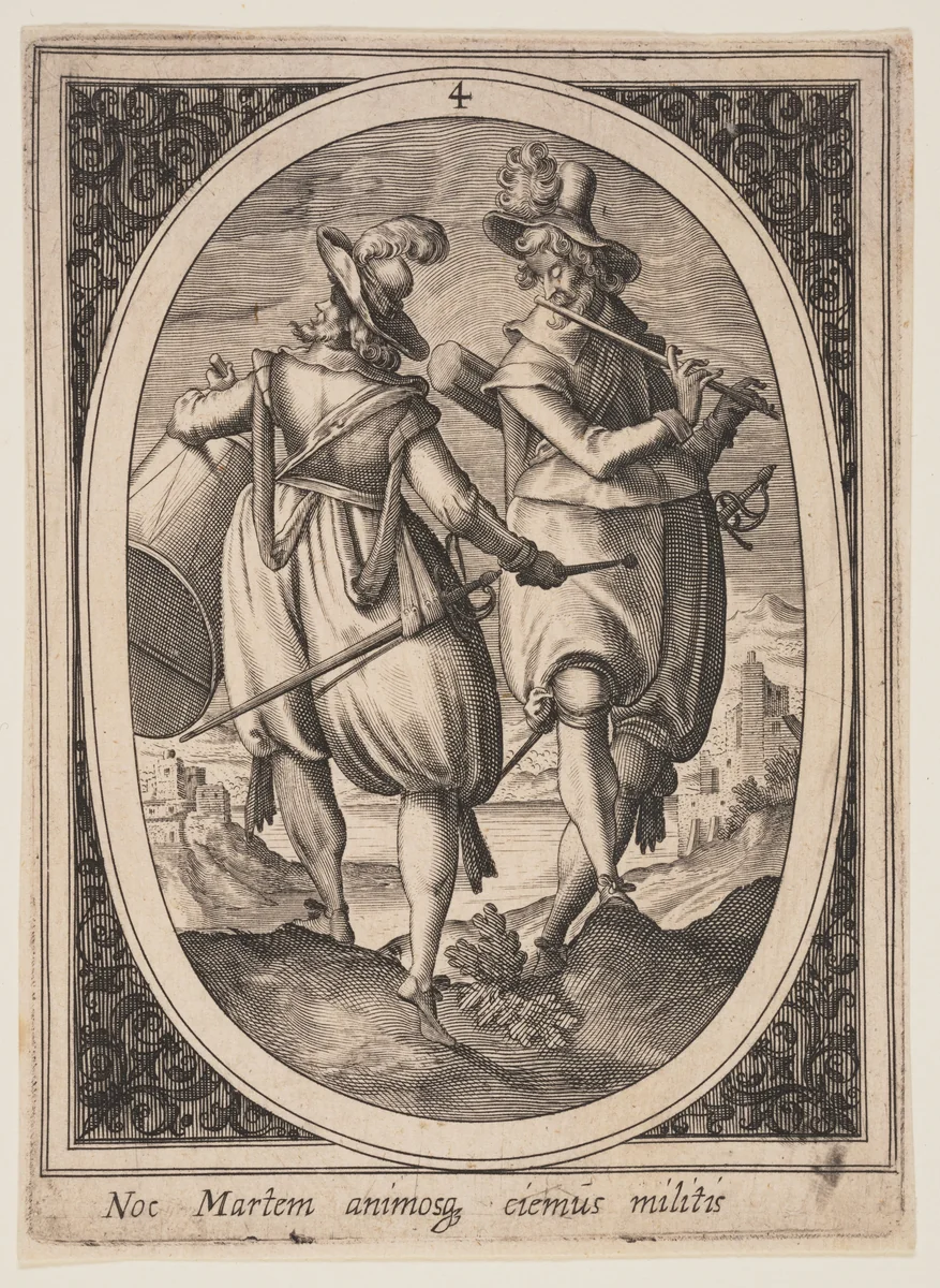 Plate 4 from Military Figures by Heinrich Ulrich, print, 1500-1600