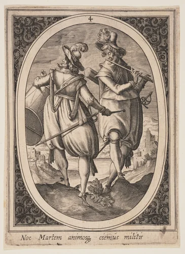 Plate 4 from Military Figures by Heinrich Ulrich, print, 1500-1600
