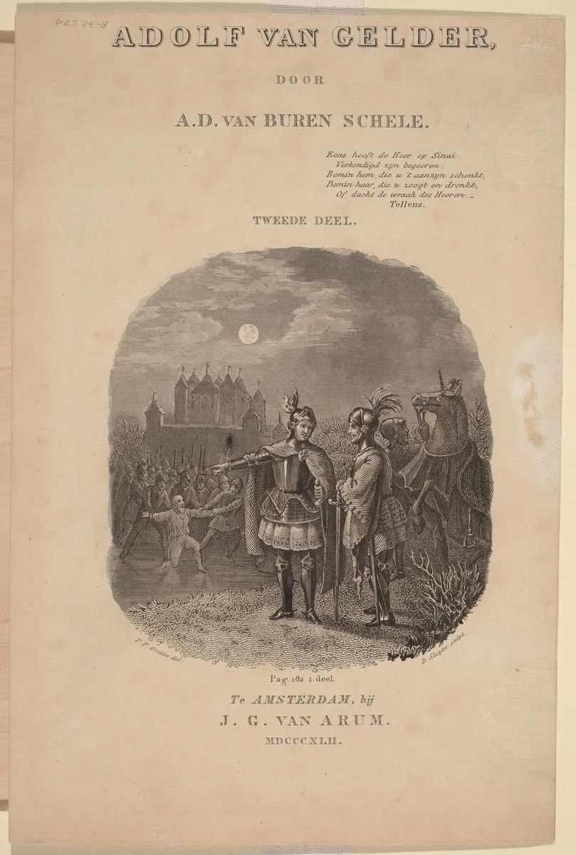 Title Page for A.D. van Buren Schele's "Adolf van Gelder", Amsterdam, 1842 by Dirk Sluyter, print, 1842