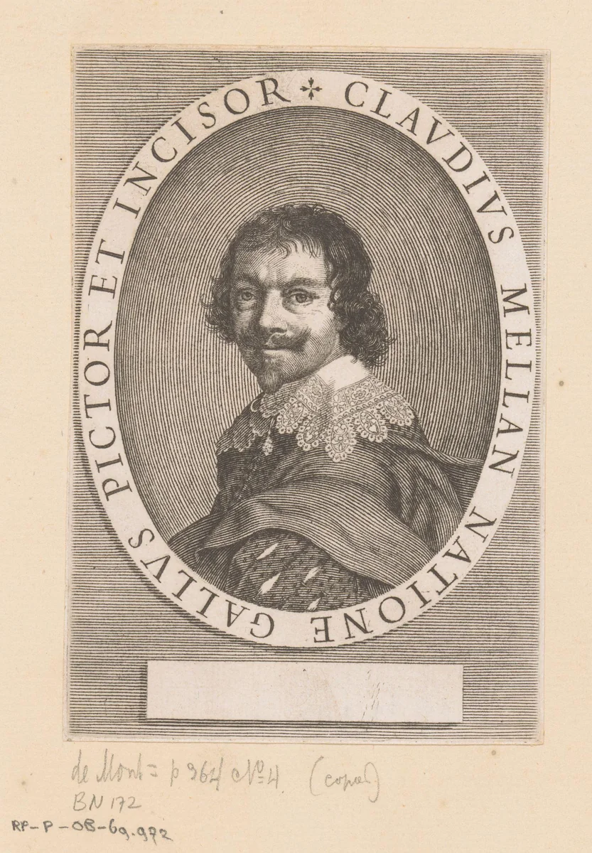 Portret van Claude Mellan by anonymous, print, 1635-1699