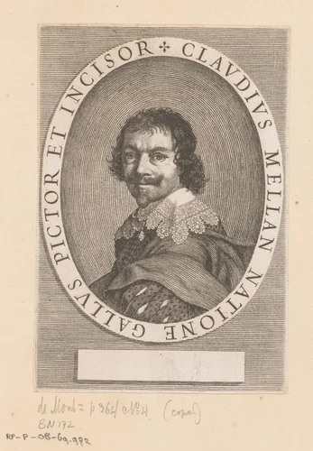 Portret van Claude Mellan by anonymous, print, 1635-1699