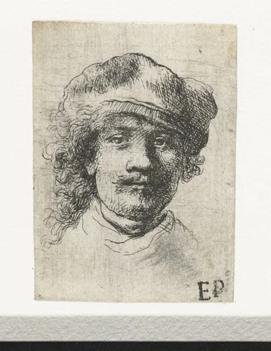 Self-portrait wearing a soft cap: full face, head only by Ignace-Joseph de Claussin, print, 1805-1844