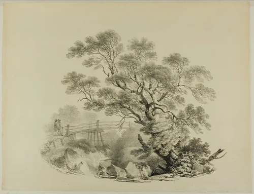 Tree and Footbridge by Francis Nicholson, print, 1820