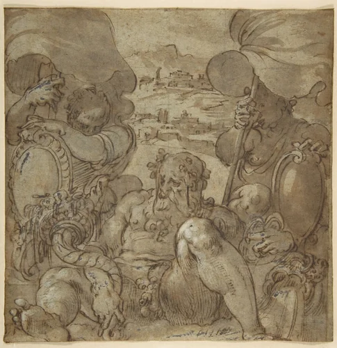 Study for the Allegory of San Gimignano and Colle Val d'Elsa by Jacopo Zucchi, drawing, 1563