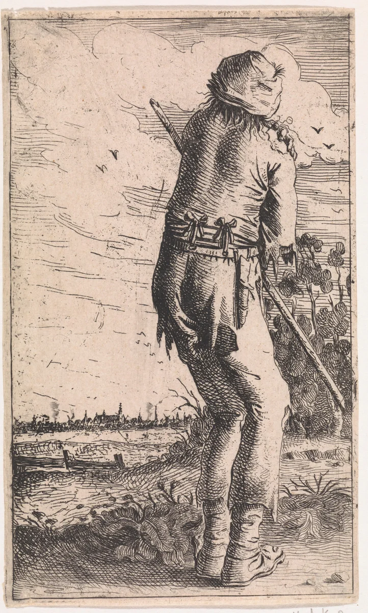 Man krabt aan zijn schouder by Aert van Waes, print, 1639-1684