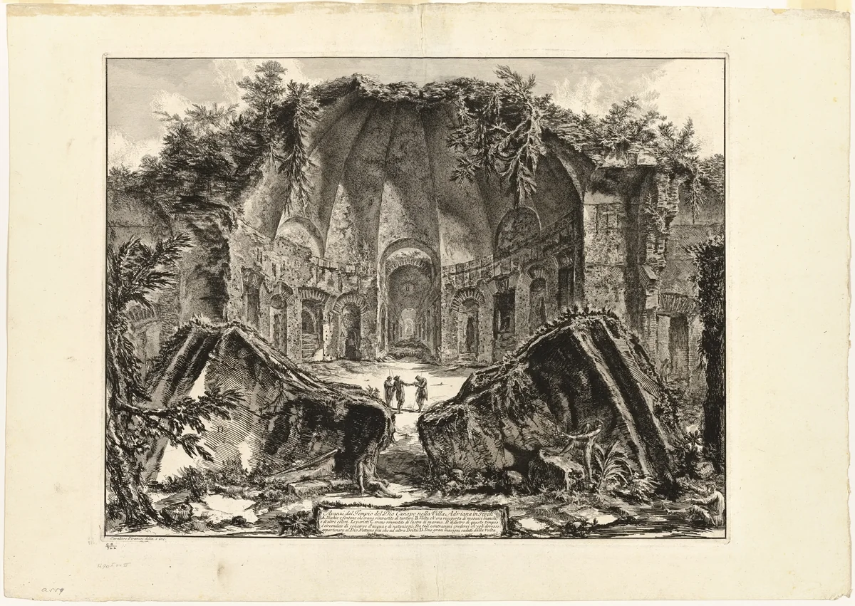 Remains of the temple of the god Canopus at Hadrian's Villa, Tivoli, from Views of Rome by Giovanni Battista Piranesi, print, 1768