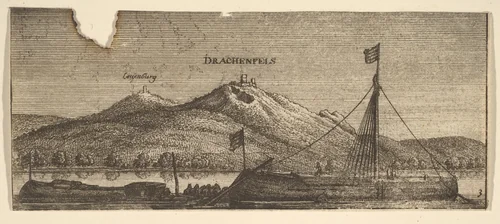 Drachenfels and Lowenburg, from "German Views" by Wenceslaus Hollar, print, 1652-1677