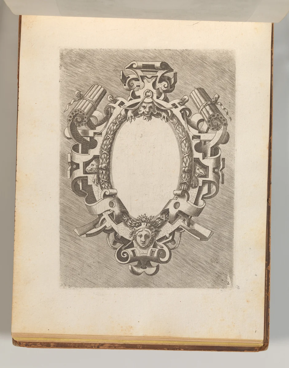 Targhe ed altri ornati di varie e capricciose invenzioni (Cartouches and other ornaments of various and capricious invention, page 22) by Hans Vredeman de Vries, book, 1773