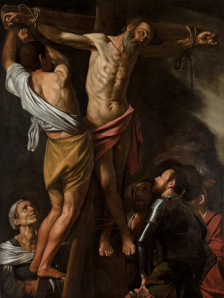 The Crucifixion of Saint Andrew by Caravaggio, painting, 1606-1607
