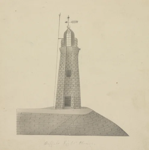 Buffalo Lighthouse by Mary Altha Nims, drawing, 1840-1899