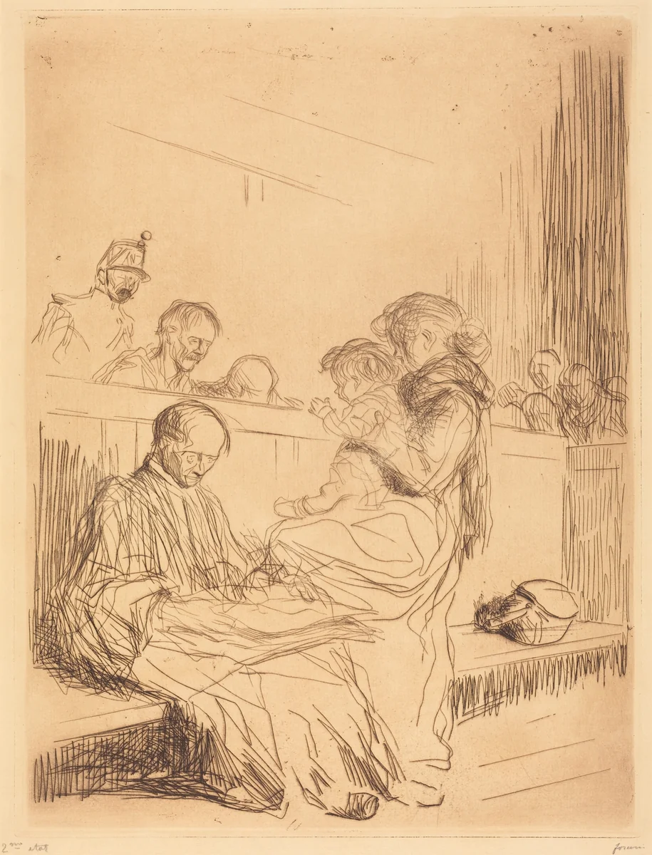 Le prévenu et l'enfant (The Prisoner and the Child) by Jean-Louis Forain, print, 1909