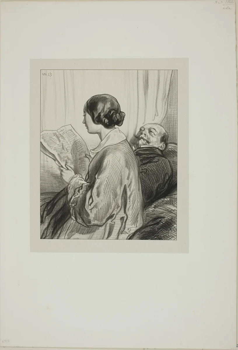 Masks and faces: We have never permitted... by Paul Gavarni, print, 1857-1858