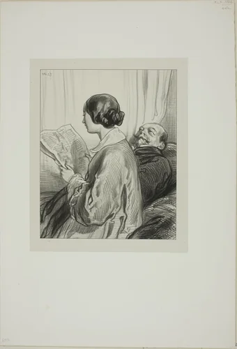 Masks and faces: We have never permitted... by Paul Gavarni, print, 1857-1858