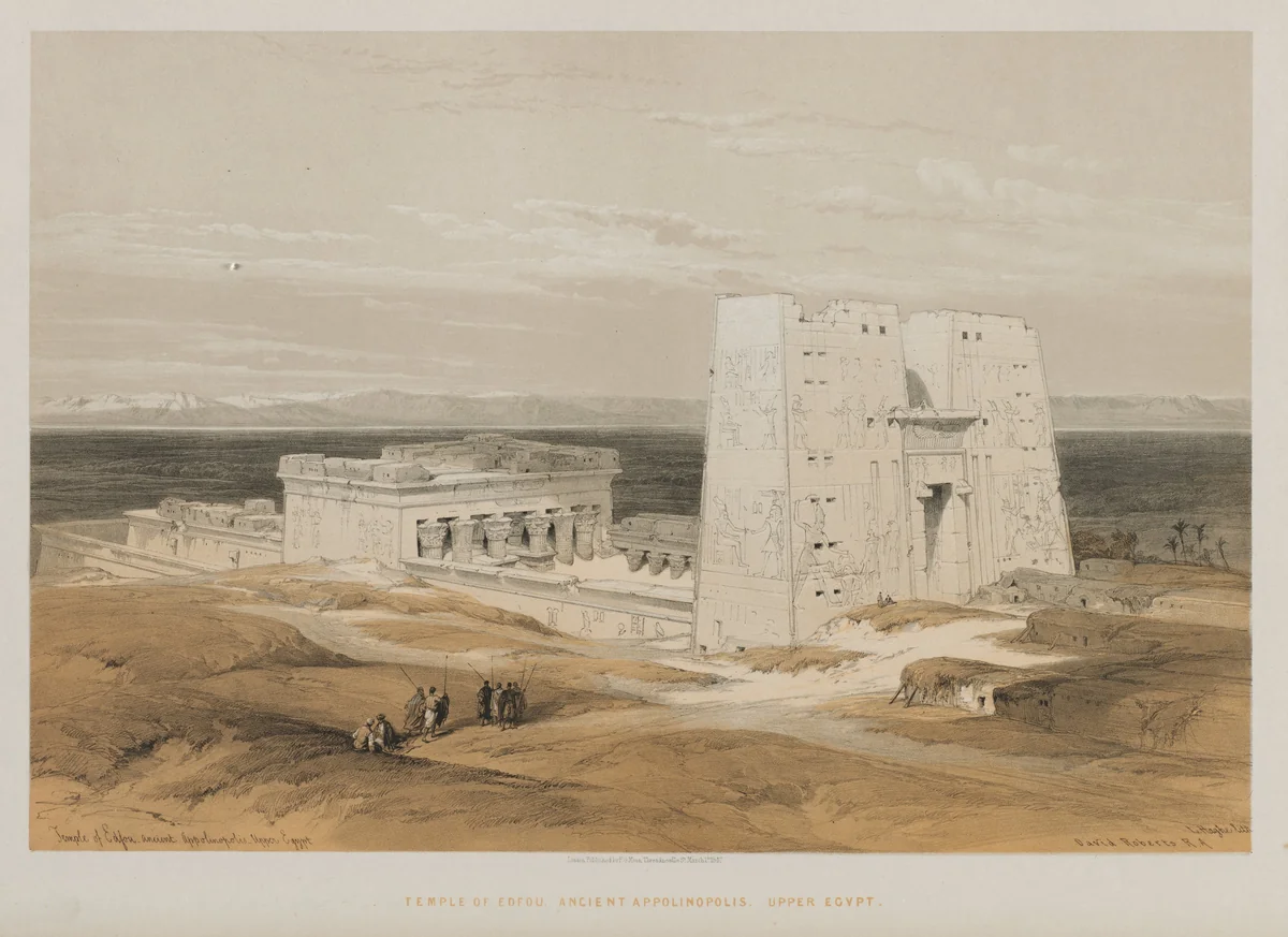 Egypt and Nubia, Volume I: Temple at Edfou, Ancient Apollinopolis, Upper Egypt by Louis Haghe, print, 1847