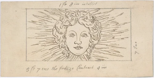 Head of Apollo in Glory by anonymous, drawing, 1780-1820