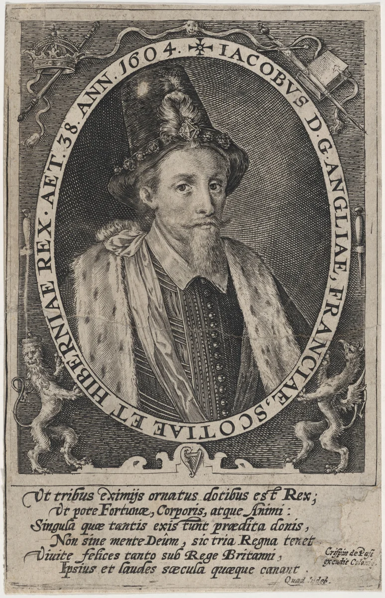 James I, King of England by Crispijn van de Passe I, print, 1604