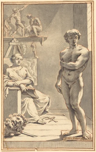 Allegory of Sculpture by Gerard van Houten, drawing, 1675-1706