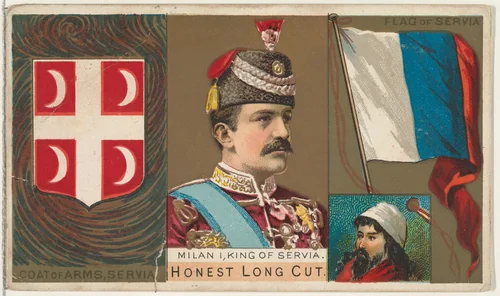 Milan I, King of Servia, from the Rulers, Flags, and Coats of Arms series (N126-1) issued by W. Duke, Sons & Co. by W. Duke, Sons & Co., print, 1888