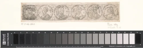 Fries met zes bustes in lauwerkransen by Unknown, print, 1524-1562
