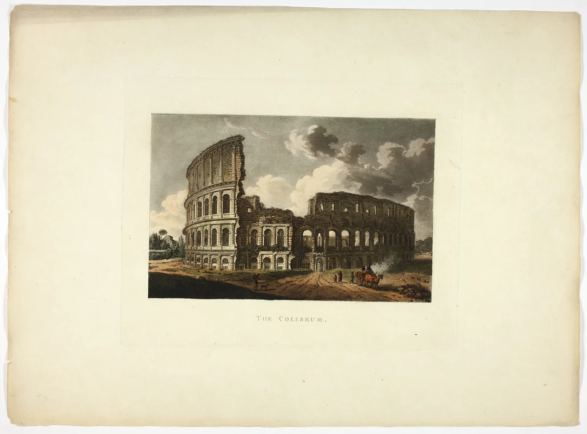 The Coliseum, plate fifteen from the Ruins of Rome by M. Dubourg, print, 1796-1798
