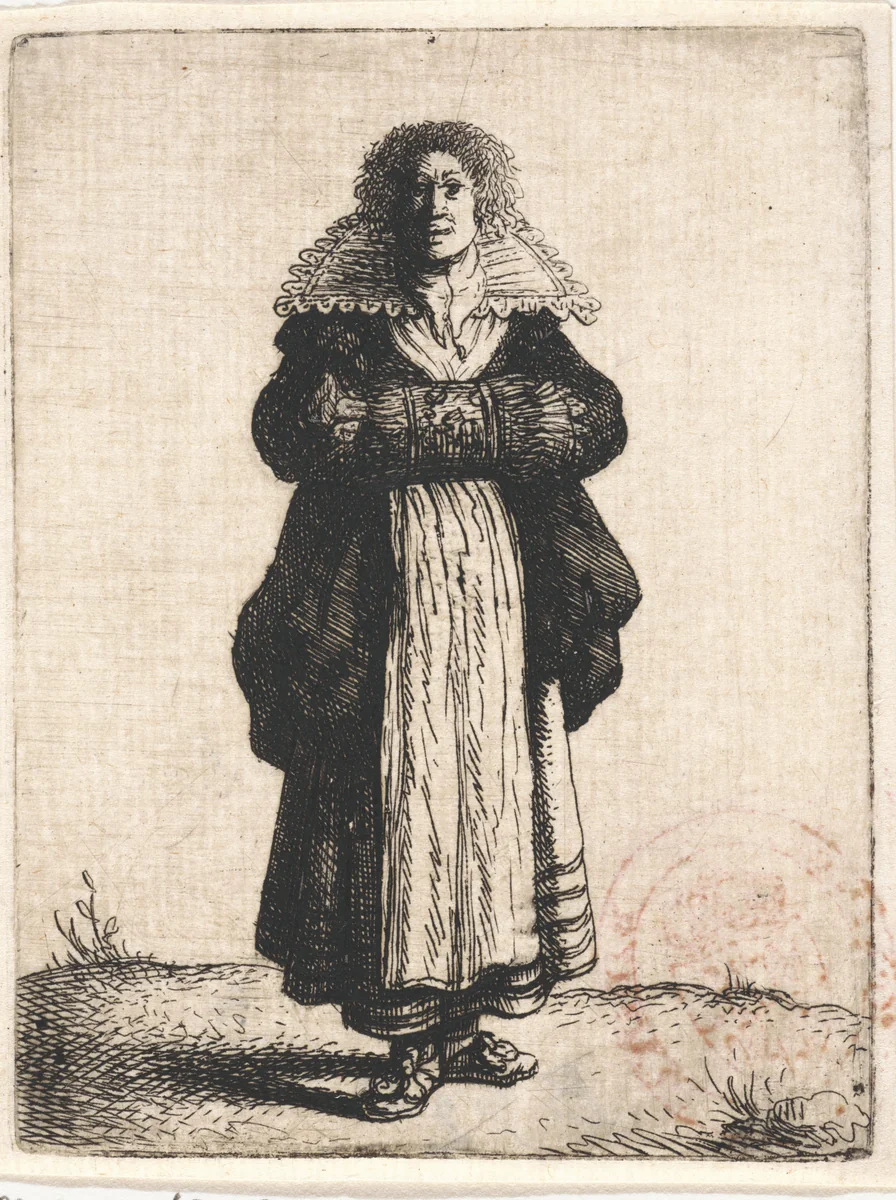 Vrouw met mof by Jan Gillisz van Vliet, print, 1635
